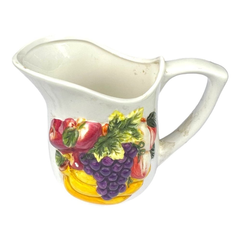 KMC Harvest Pattern Decorative Ceramic Pitcher Creamer Vintage Serveware 5.75"